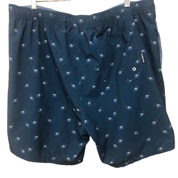 Bonobos Swim Trunks Shorts Lined Blue Dinosaur Print Bungee Drawstring Men’s XXL - Picture 2 of 9